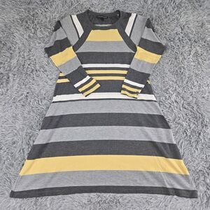 Chris McLaughlin Women 4 Multicolor Striped Long Sleeve Round Neck T-Shirt Dress
